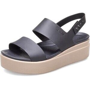 CROCS Women's Size 6 Brooklyn Low Wedge Sandals Black 206453